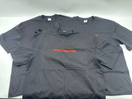 Set of 3 Black short-sleeved round neck T-shirt with red chest pattern 