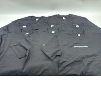Set of 8 Black short-sleeved round neck T-shirt with white chest pattern