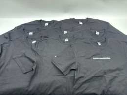 Set of 8 Black short-sleeved round neck T-shirt with white chest pattern