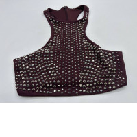 Red tube top with beaded embellishments 