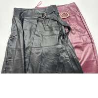 Set of 2 Women's black faux leather skirt 