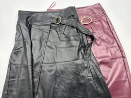 Set of 2 Women's black faux leather skirt 