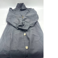 Black long dress with collar and gold buttons