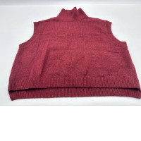 Women's red sleeveless turtleneck top