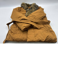 Brown sweater with short fur collar, faux fur 