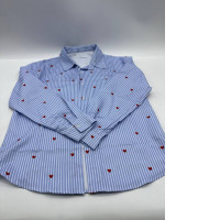 Blue long-sleeved shirt with heart pattern 