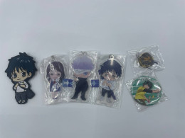 Set of keychains and badges