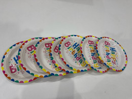 Set of 7 Paper plates with Happy Birthday pattern