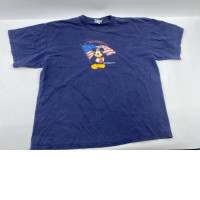 Vintage navy short-sleeved round neck T-shirt