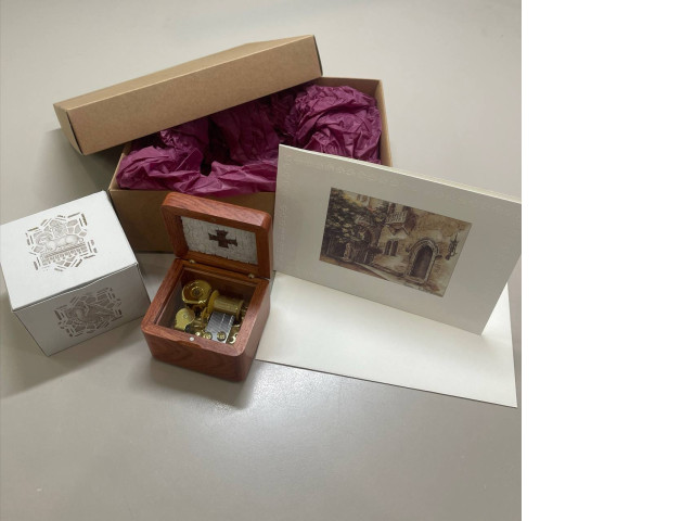 music box with a postcard music box with a postcard