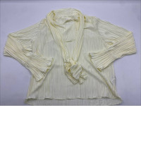 Striped Blouson Top with Tie-Up Neck