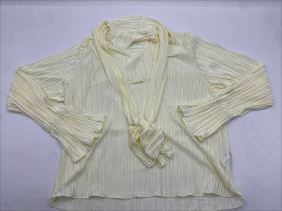 Striped Blouson Top with Tie-Up Neck