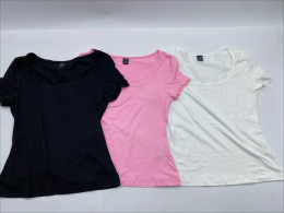 Set of 3 SHEIN EZwear Women's Casual Slim Fit Square Neck Short Sleeve T-Shirt 3 Piece Set Summer 
