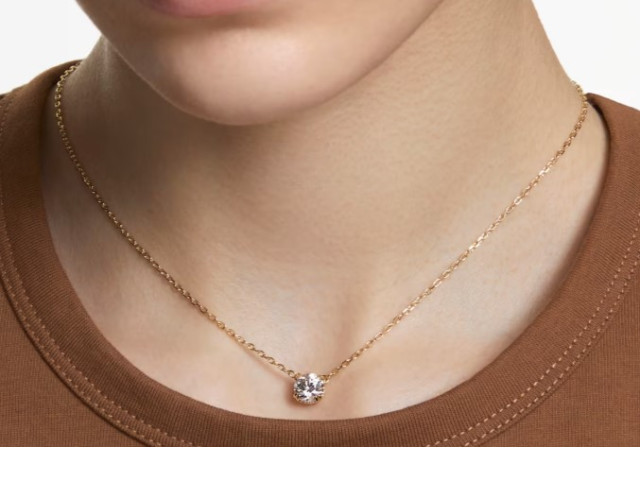 SWAROWSKI Stilla pendant Round cut, White, Gold-tone plated SWAROWSKI Stilla pendant Round cut, White, Gold-tone plated