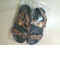 Women's open toe shoes, leopard print