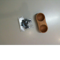 Bead craft kit with a wooden stand for sorting beads. Bead craft kit with a wooden stand for sorting beads.