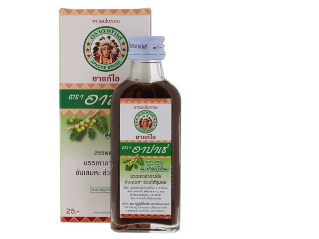 Apache formula mixed with Indian gooseberry relieves coughing, expels phlegm, and helps soothe the throat. Apache formula mixed with Indian gooseberry relieves coughing, expels phlegm, and helps soothe the throat.