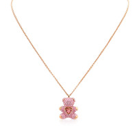 Swarovski Rose Gold-Tone Plated Pink Teddy Pendant Necklace 