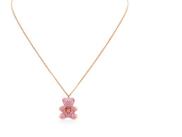 Swarovski Rose Gold-Tone Plated Pink Teddy Pendant Necklace 