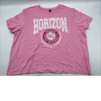 SHEIN Girls' Simple Graphic Print Round Neck T-Shirt, Pink, Oversized