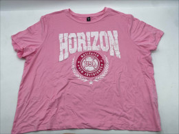 SHEIN Girls' Simple Graphic Print Round Neck T-Shirt, Pink, Oversized