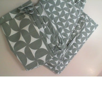Gray patterned bed linen, sheet and 2 pillowcases