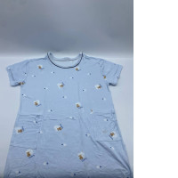 Women's blue round neck long dress nightgown