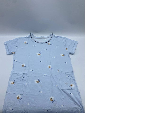 Women's blue round neck long dress nightgown Women's blue round neck long dress nightgown