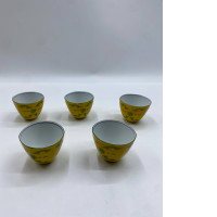 Set of 5 Glass, tall Japanese yellow hot tea glass 