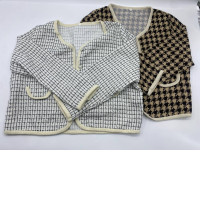 Set of 2 Women's button-down sweater, plaid pattern 