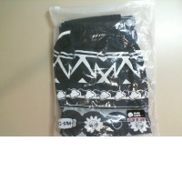 Black shorts with a white pattern on the elastic waistband Black shorts with a white pattern on the elastic waistband