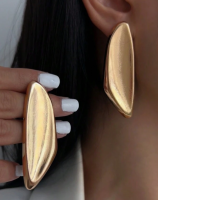 Simple geometric metal earrings, gold and silver, vintage style jewelry parts, ideal accessories set for matching women's daily costumes