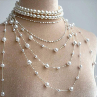 1pcs set of beaded pendant necklace pearl elegant style made of resin and metal suitable for party wear and regular use