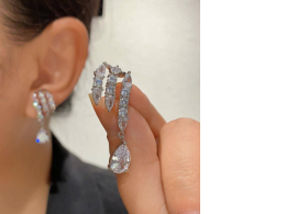 1 pair elegantly copper cubic diamond zirconia earrings drops of water for women for party decoration