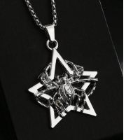 1pcs European style gothic style pendant necklace with Spider, extra large punk stainless steel necklace long, unisex sweater necklace everyday wear