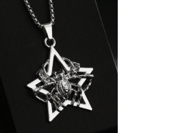 1pcs European style gothic style pendant necklace with Spider, extra large punk stainless steel necklace long, unisex sweater necklace everyday wear