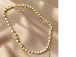 1pcs new women pearl necklace gold bead pendant necklace kpop double layer Gothic chain Choke Loop daily fashion jewelry for women party gifts (the number of beads may vary slightly due to manual cutting)