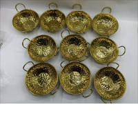 Set of 10  Brass pan with 2 handles