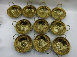 Set of 10 Brass pan with 2 handles Set of 10 Brass pan with 2 handles