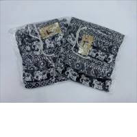 Set of 2 Black pants with white elephant pattern