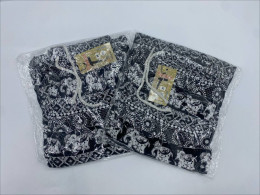 Set of 2 Black pants with white elephant pattern