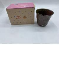 Glass, Japanese vintage hot tea glass, dark brown