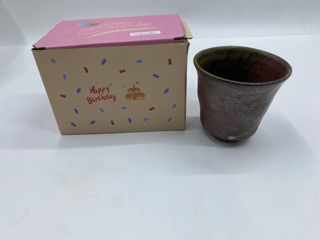 Glass, Japanese vintage hot tea glass, dark brown Glass, Japanese vintage hot tea glass, dark brown