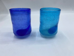 Set of 2 Blue hand-blown drinking glass Set of 2 Blue hand-blown drinking glass
