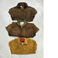 Set of 3 Vintage Gimbels Dupont Quilon Green Suede Bomber Jacket