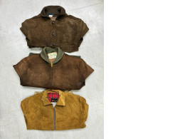 Set of 3 Vintage Gimbels Dupont Quilon Green Suede Bomber Jacket