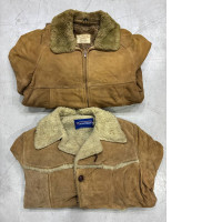 Set of 2  Vtg 70s-80s Faux Suede & Sherpa Rancher Marlboro Man Coat