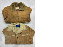 Set of 2  Vtg 70s-80s Faux Suede & Sherpa Rancher Marlboro Man Coat