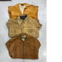 Set of 3 Vintage 70s LL Bean Deerskin Suede Button Jacket Coat 