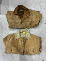 Set of 2 Vintage Suede Leather Jcpenney Sherpa Lined Mountain Western Coat Mens
